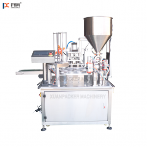 Auto-rotating water cup filling and sealing machine